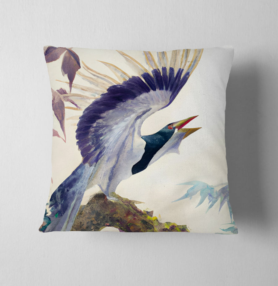 Purple Crane Bird Artwork Throw Pillow Cover