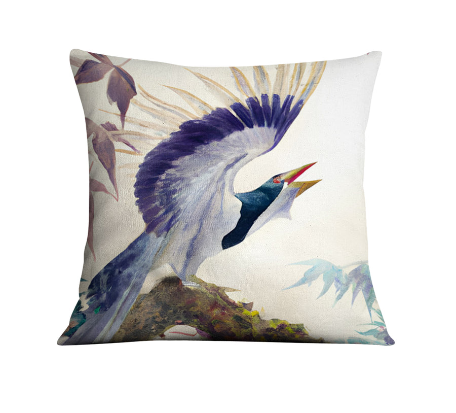 Purple Crane Bird Artwork Throw Pillow Cover