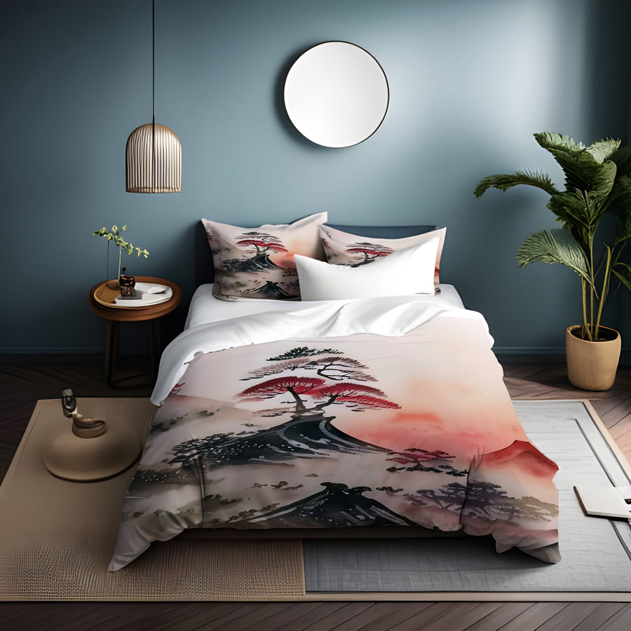 Pink Mist Landscape Artwork Duvet Cover