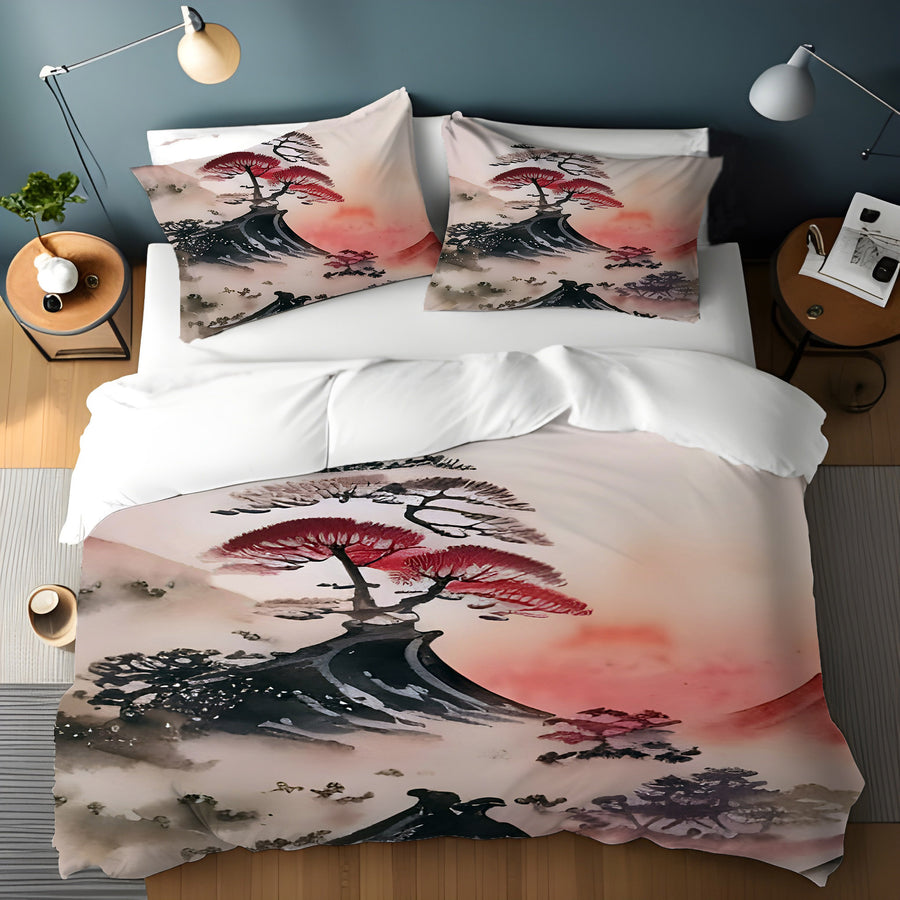Pink Mist Landscape Artwork Duvet Cover