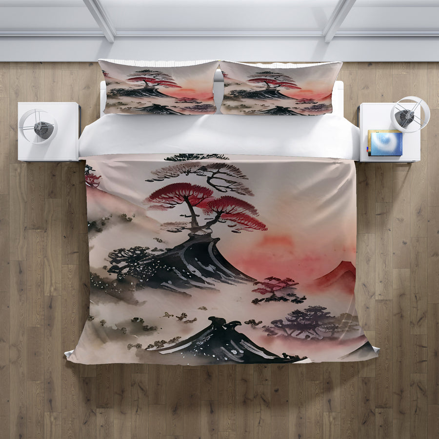 Pink Mist Landscape Artwork Duvet Cover