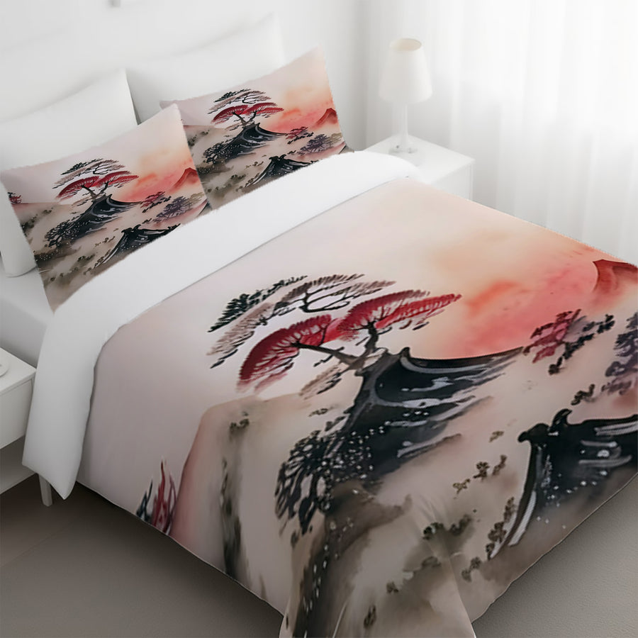 Pink Mist Landscape Artwork Duvet Cover