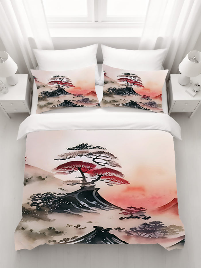 Pink Mist Landscape Artwork Duvet Cover