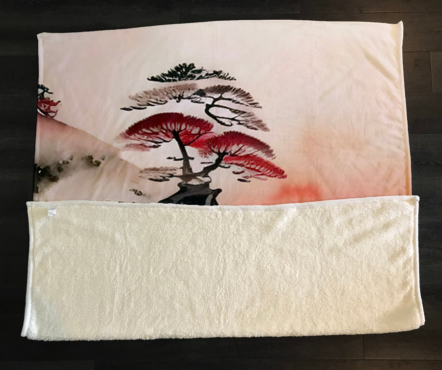 Pink Mist Landscape Artwork Fleece Sherpa Blanket