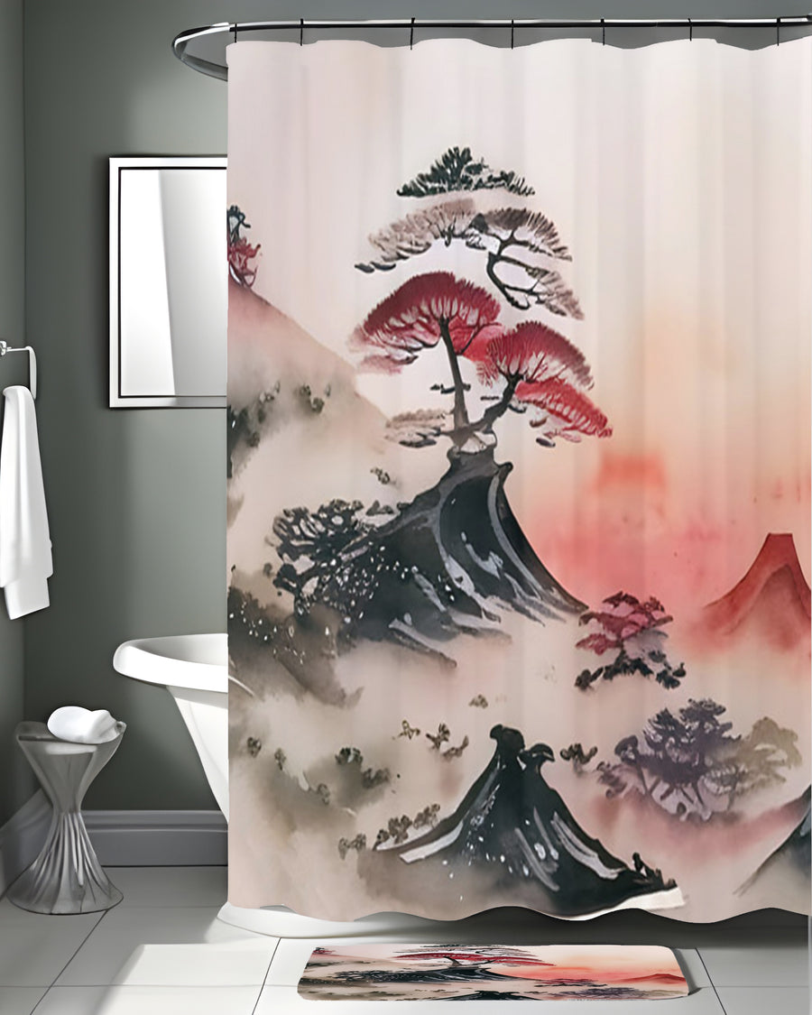 Pink Mist Landscape Artwork Shower Curtain