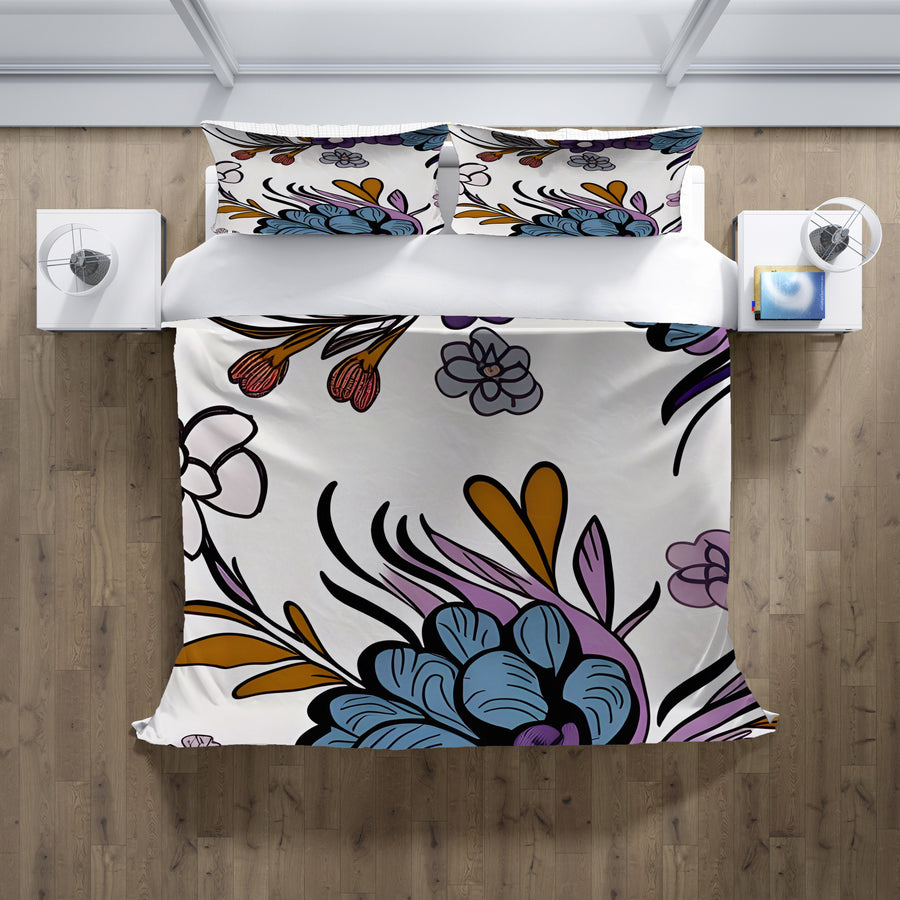 Purple Floral Botanical Pattern Duvet Cover