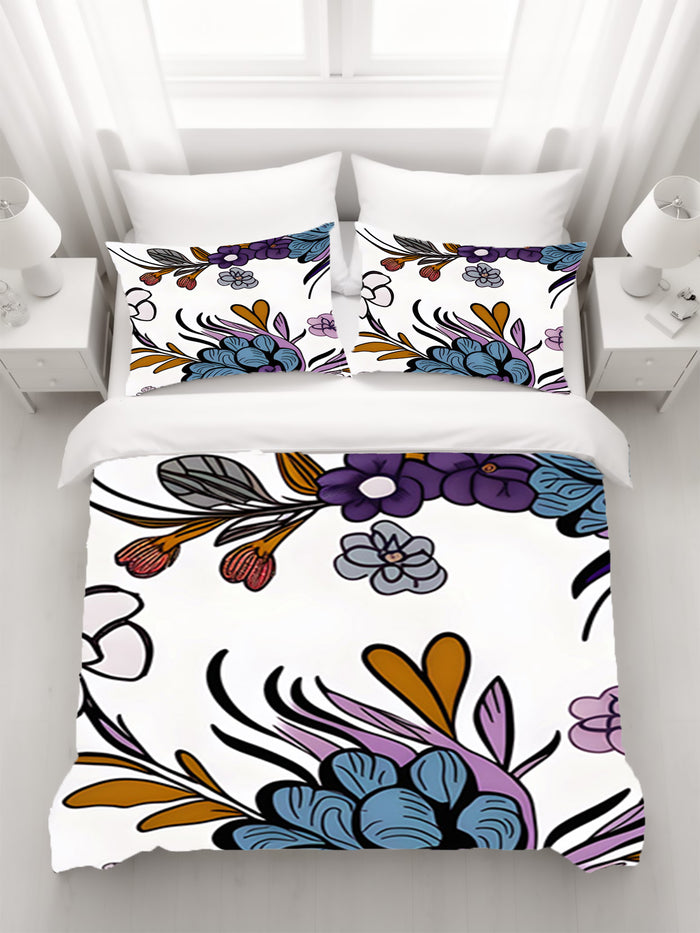 Purple Floral Botanical Pattern Duvet Cover