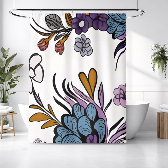 Purple Floral Botanical Pattern Shower Curtain