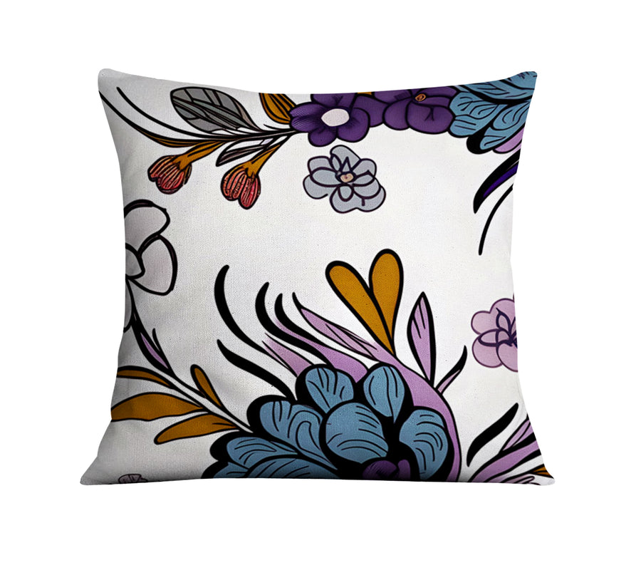 Purple Floral Botanical Pattern Throw Pillow Cover