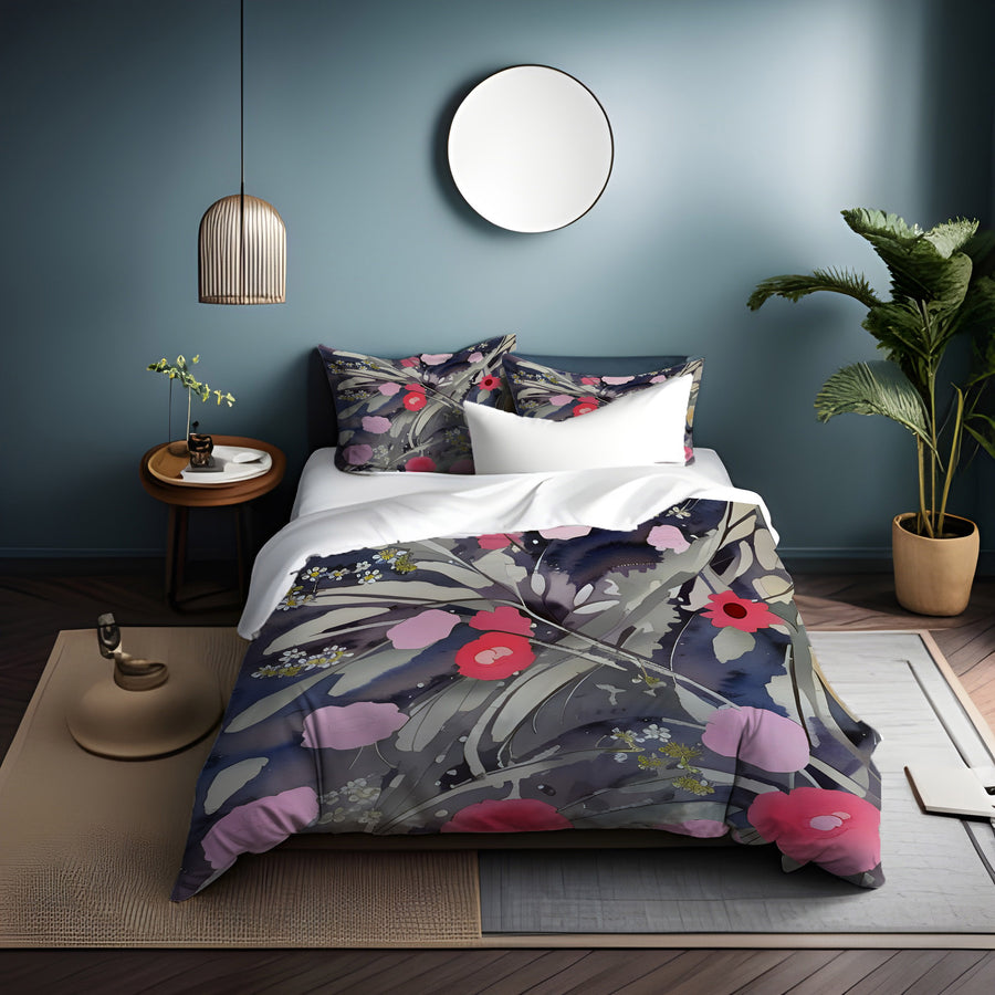 Purple Floral Botanical Artwork Duvet Cover