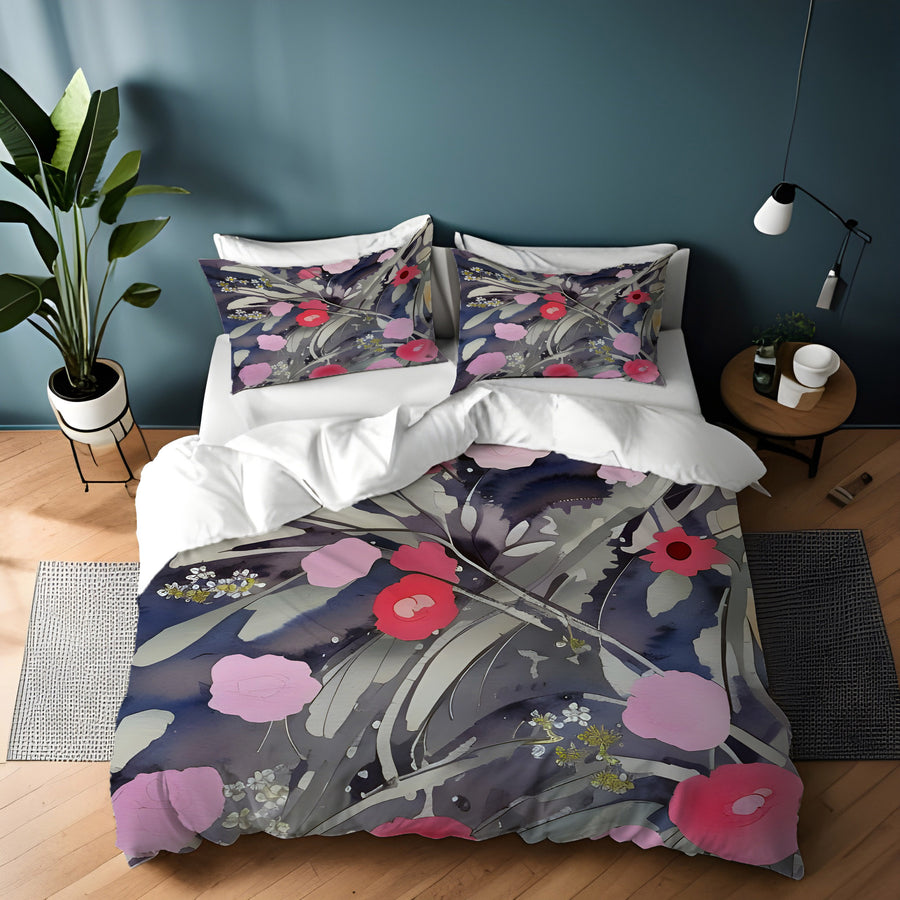 Purple Floral Botanical Artwork Duvet Cover