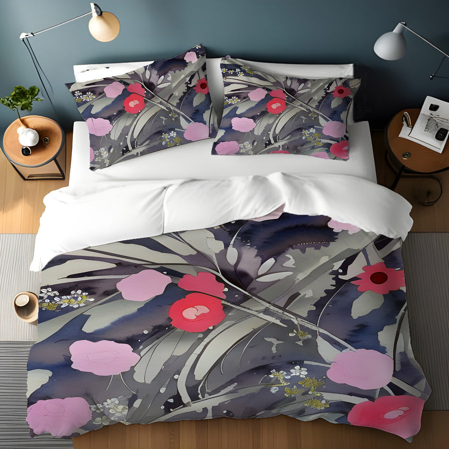 Purple Floral Botanical Artwork Duvet Cover
