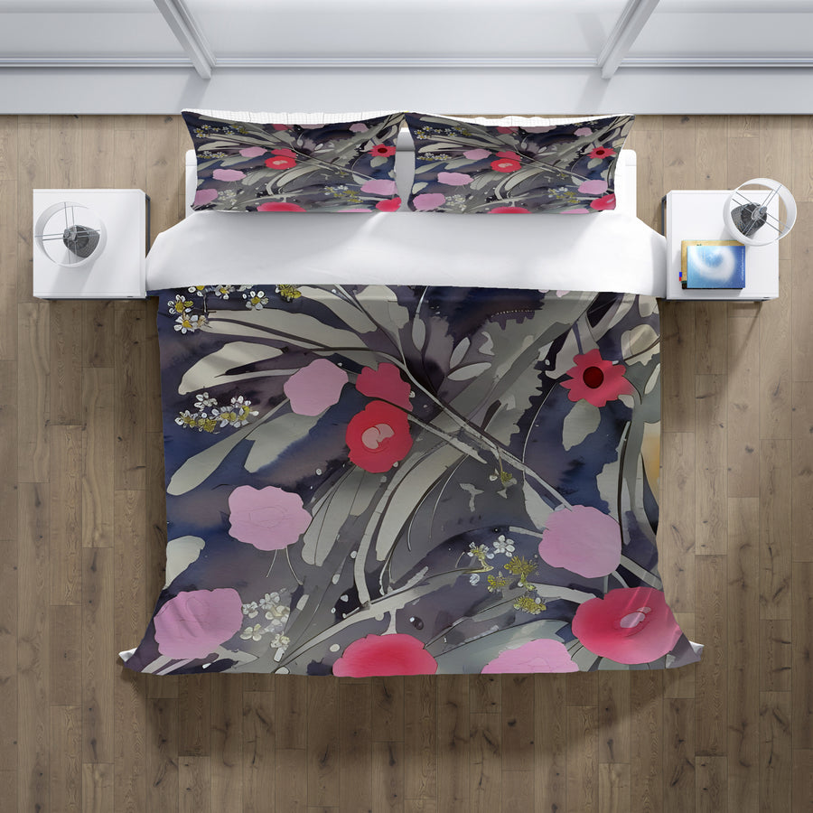 Purple Floral Botanical Artwork Duvet Cover