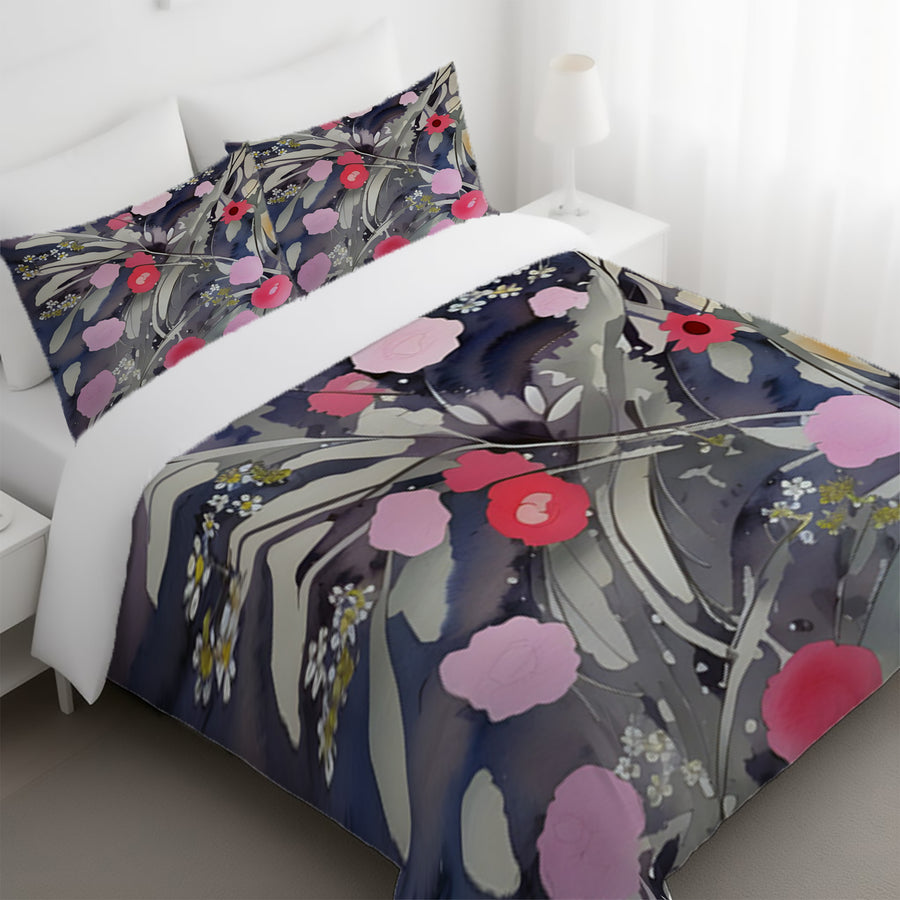 Purple Floral Botanical Artwork Duvet Cover