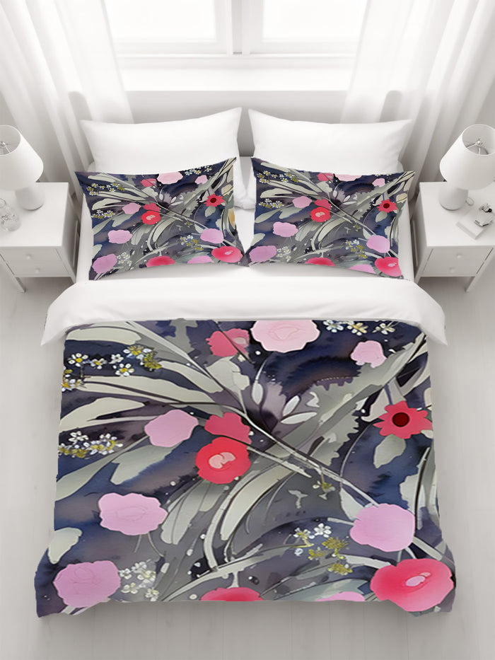 Purple Floral Botanical Artwork Duvet Cover