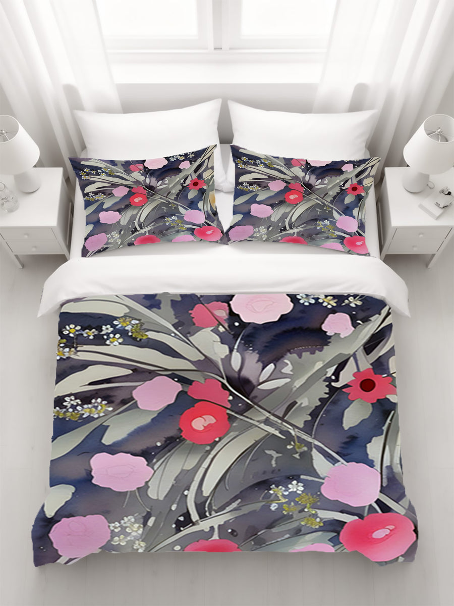 Purple Floral Botanical Artwork Duvet Cover
