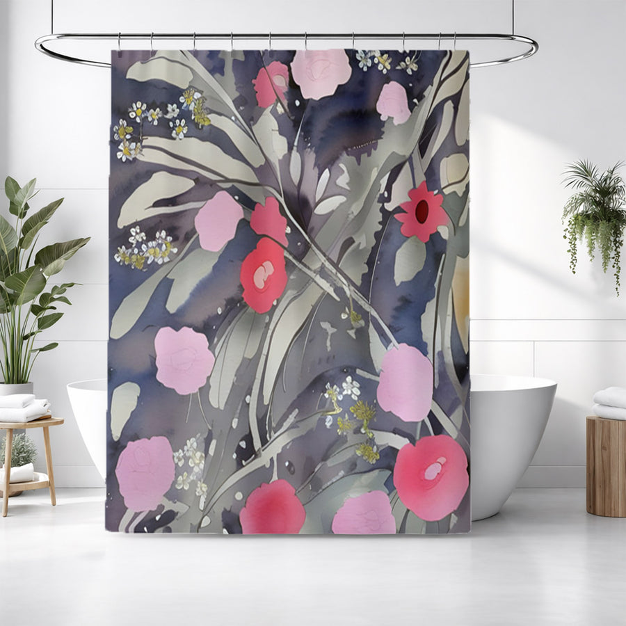 Purple Floral Botanical Artwork Shower Curtain