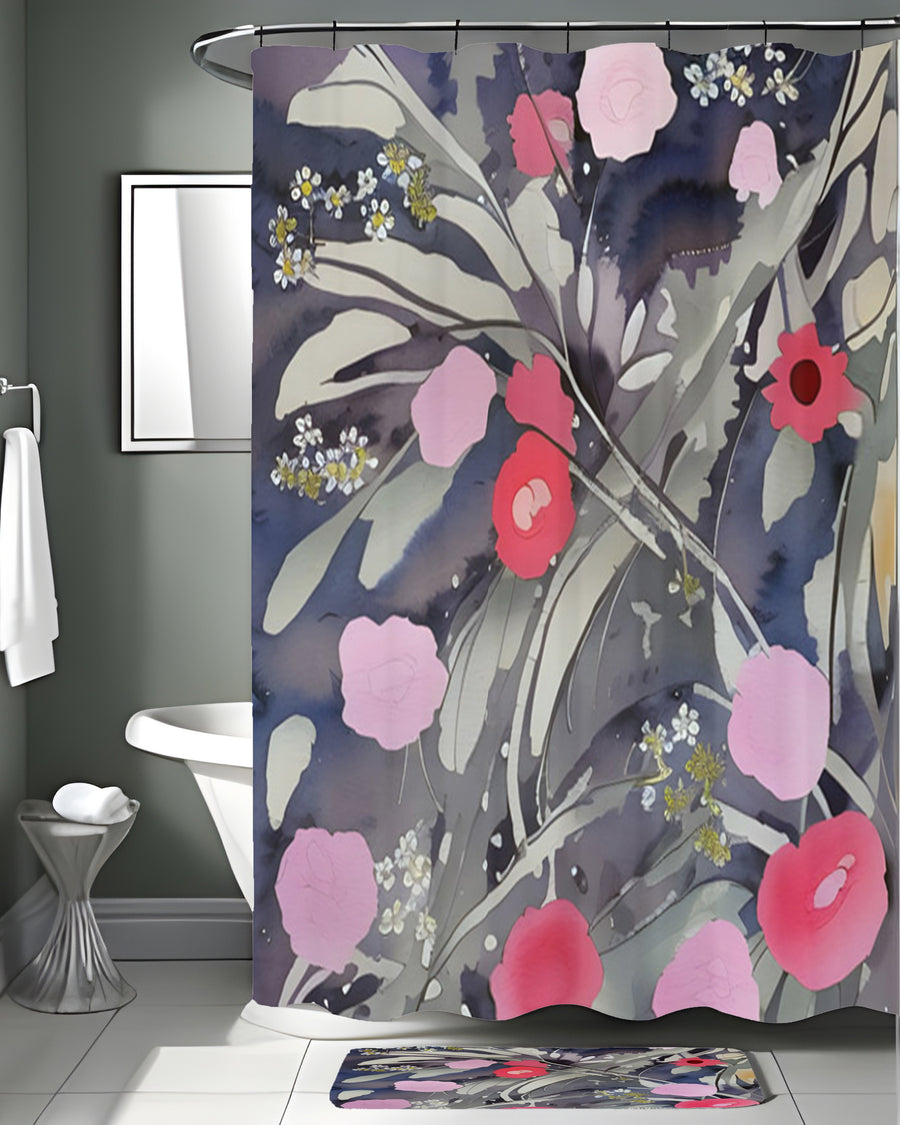 Purple Floral Botanical Artwork Shower Curtain