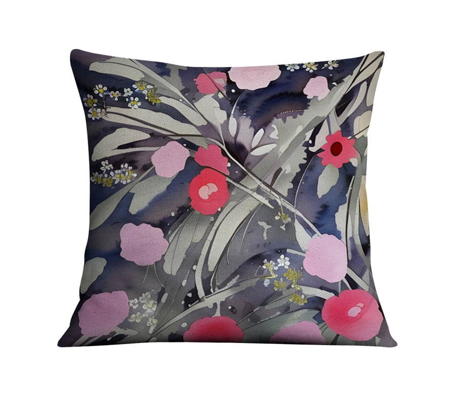 Purple Floral Botanical Artwork Throw Pillow Cover