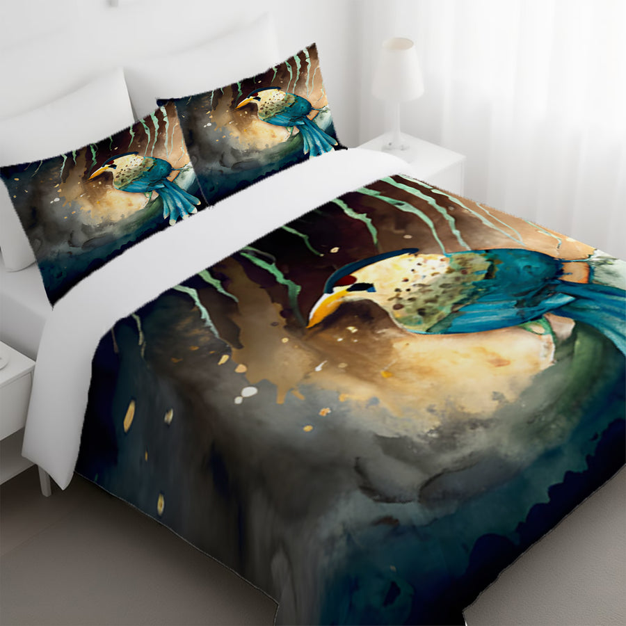 Blue Bird Forest Artwork Duvet Cover