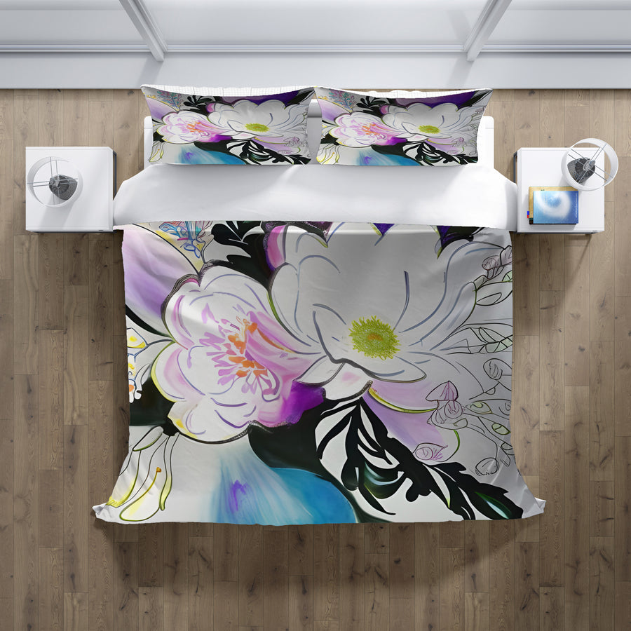 Purple Floral Botanical Artwork Duvet Cover