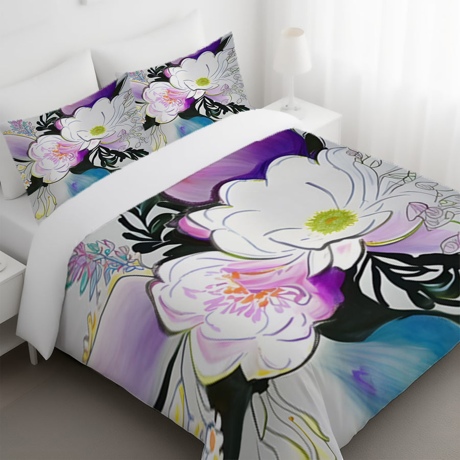 Purple Floral Botanical Artwork Duvet Cover