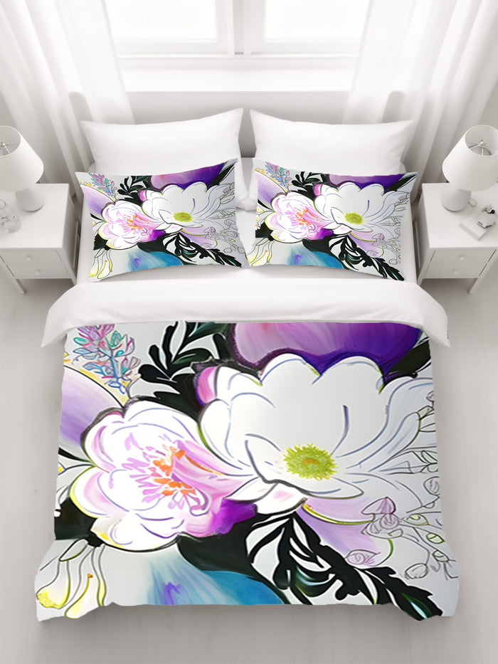 Purple Floral Botanical Artwork Duvet Cover