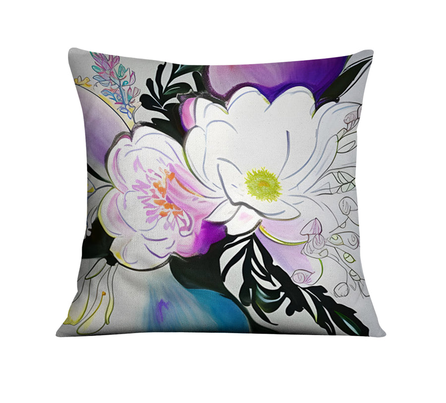 Purple Floral Botanical Artwork Throw Pillow Cover