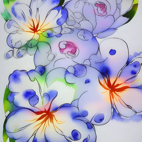 Blue Watercolor Floral Pattern
