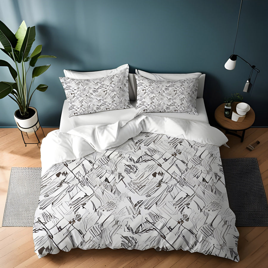 Gray Sketch Texture Abstract Pattern Duvet Cover