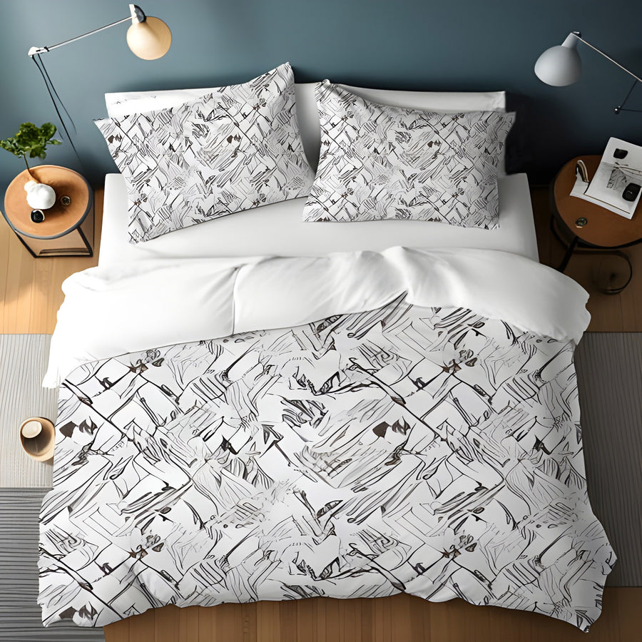 Gray Sketch Texture Abstract Pattern Duvet Cover