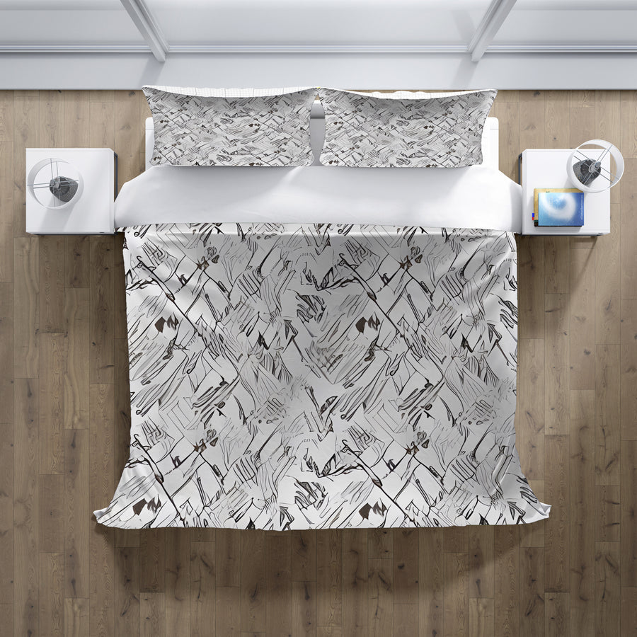 Gray Sketch Texture Abstract Pattern Duvet Cover