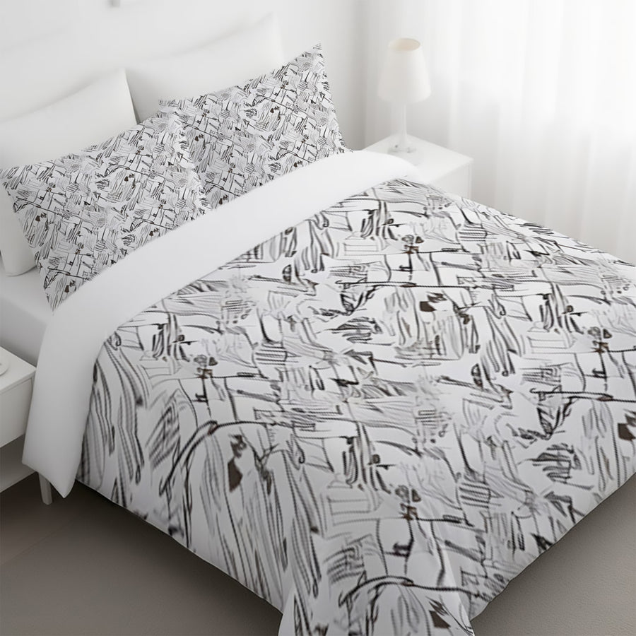 Gray Sketch Texture Abstract Pattern Duvet Cover