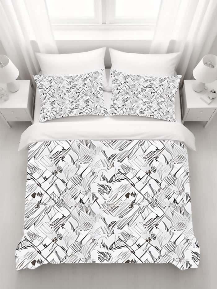 Gray Sketch Texture Abstract Pattern Duvet Cover