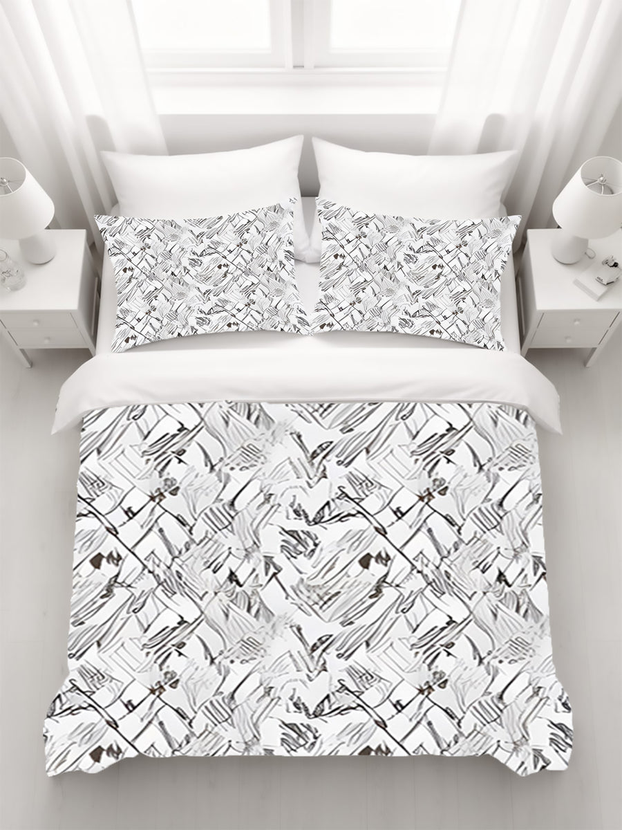 Gray Sketch Texture Abstract Pattern Duvet Cover