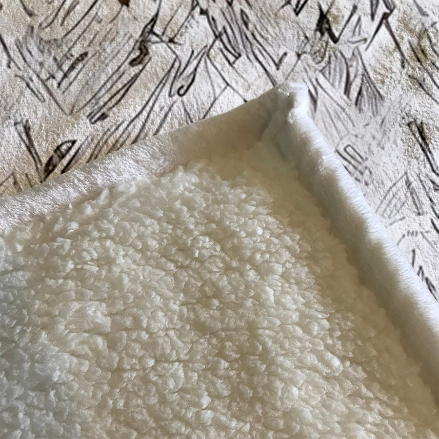 Gray Sketch Texture Abstract Pattern Fleece Sherpa Blanket