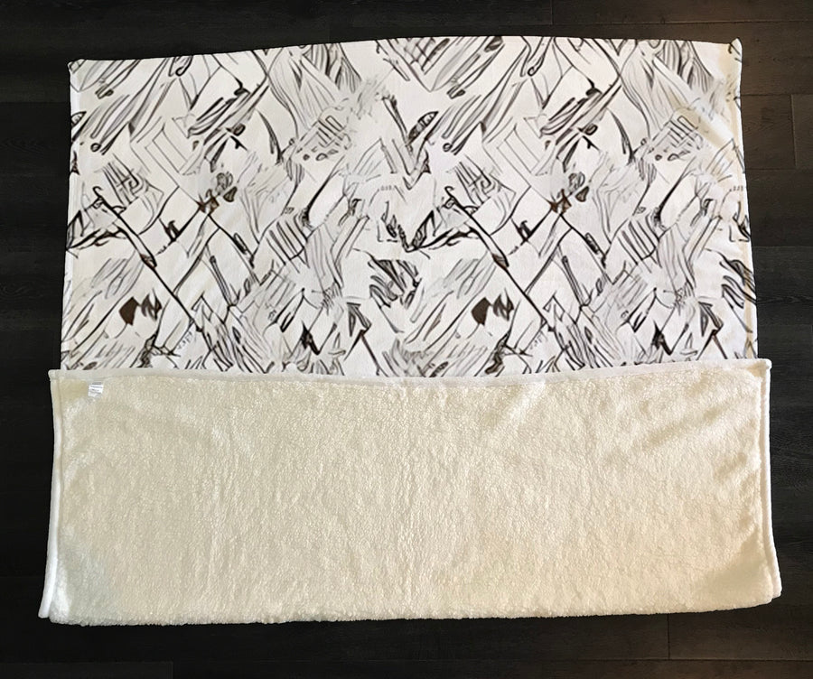 Gray Sketch Texture Abstract Pattern Fleece Sherpa Blanket