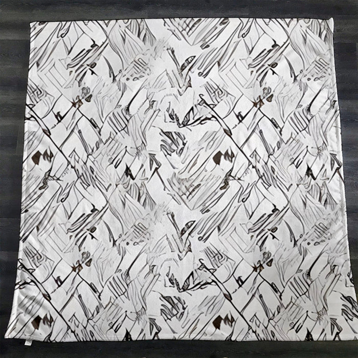 Gray Sketch Texture Abstract Pattern Fleece Sherpa Blanket