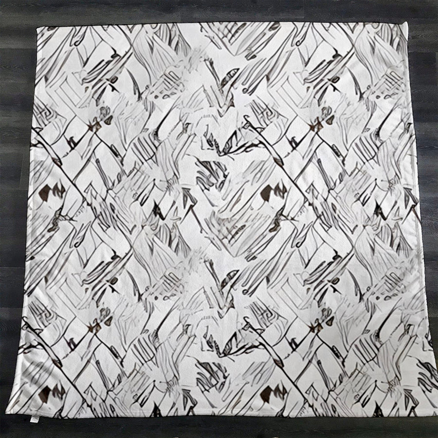 Gray Sketch Texture Abstract Pattern Fleece Sherpa Blanket
