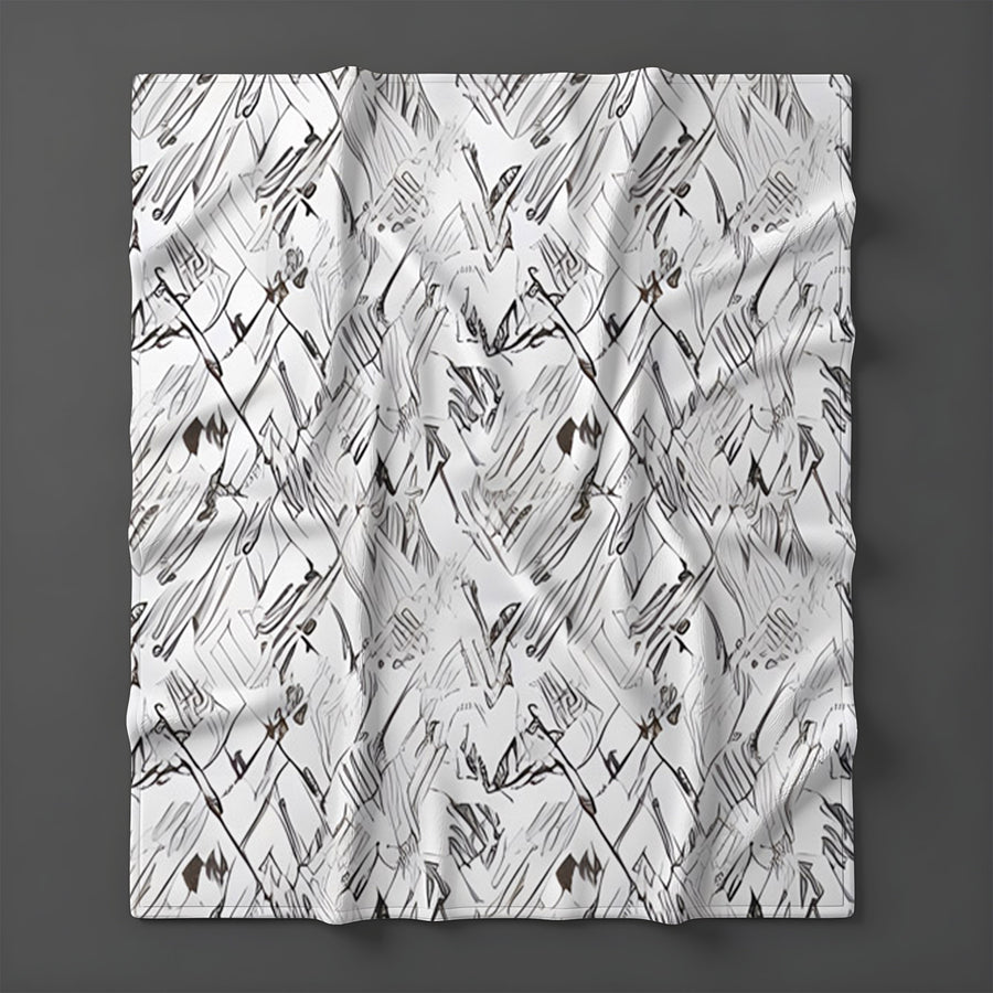 Gray Sketch Texture Abstract Pattern Fleece Sherpa Blanket