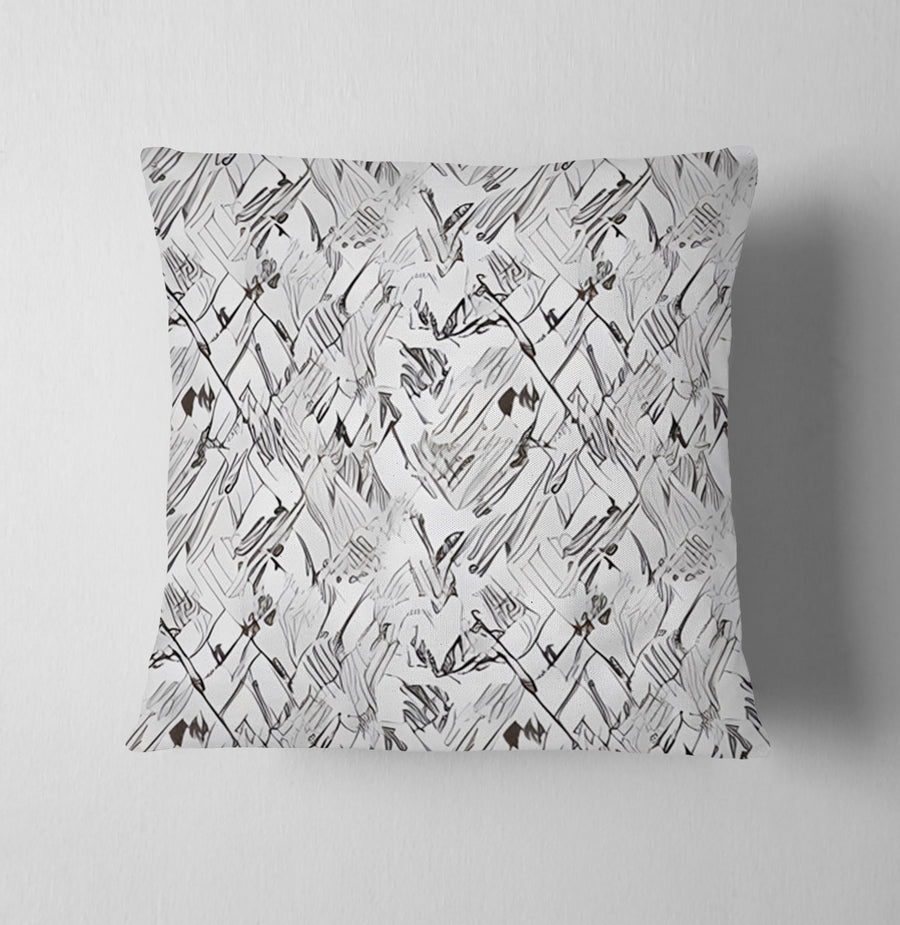 Gray Sketch Texture Abstract Pattern Throw Pillow Cover