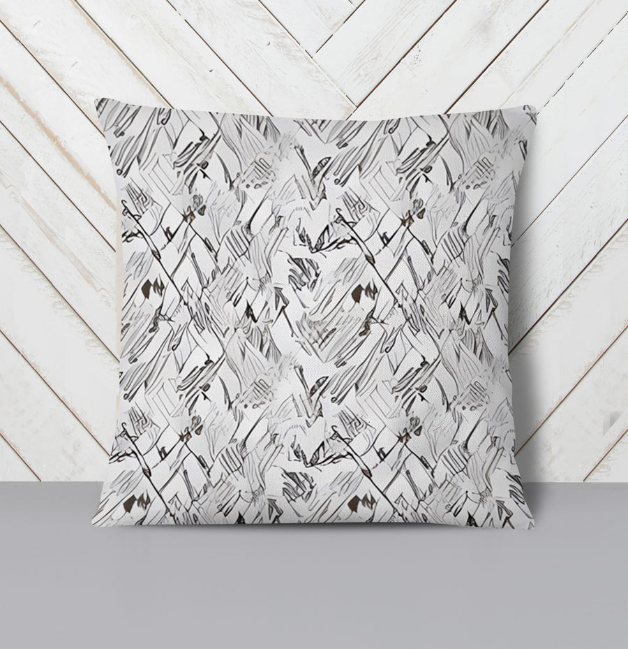 Gray Sketch Texture Abstract Pattern Throw Pillow Cover