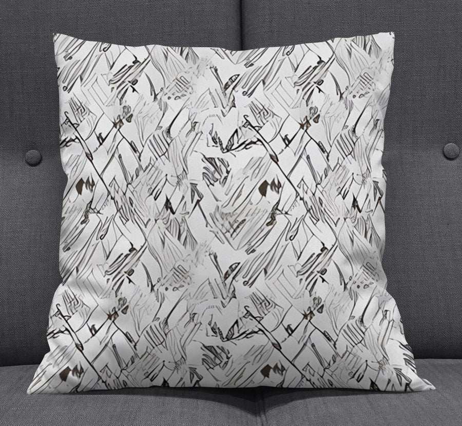 Gray Sketch Texture Abstract Pattern Throw Pillow Cover