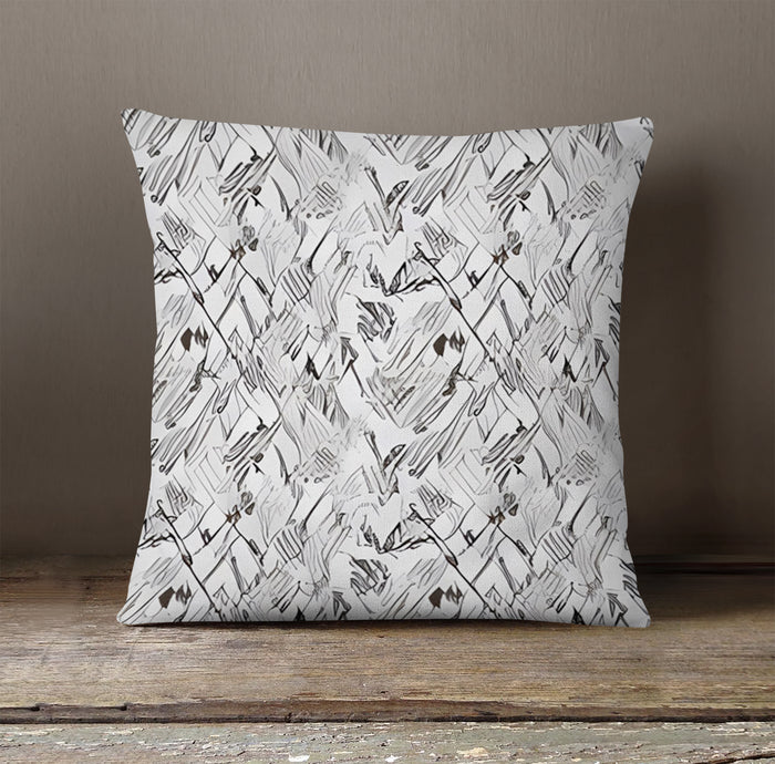 Gray Sketch Texture Abstract Pattern Throw Pillow Cover