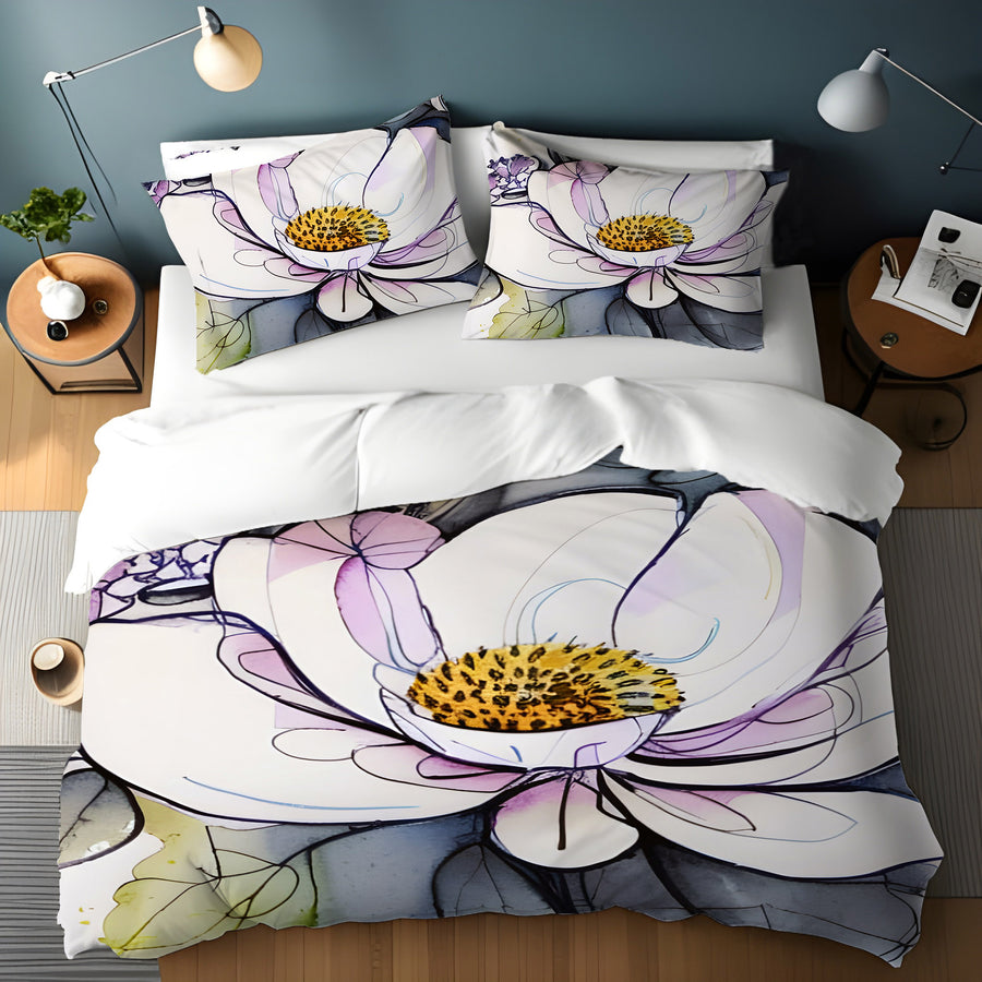Purple Floral Botanical Artwork Duvet Cover