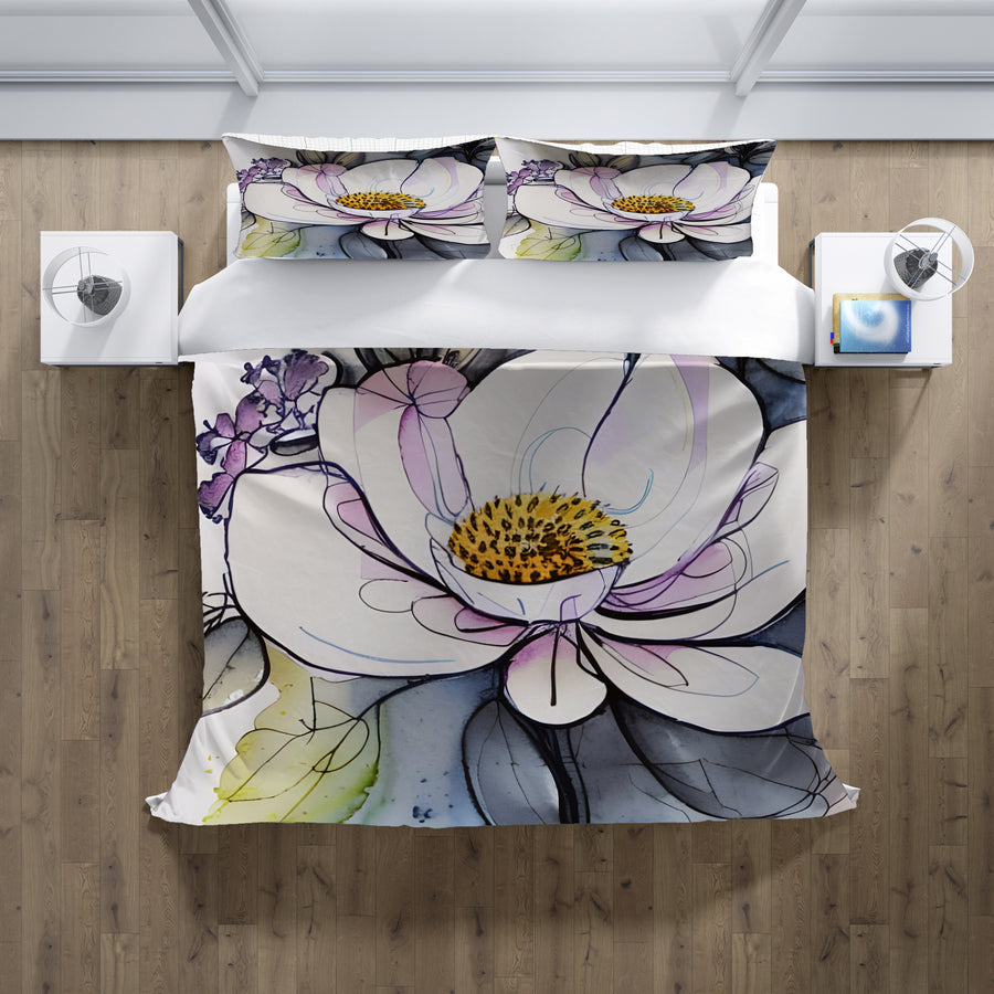 Purple Floral Botanical Artwork Duvet Cover