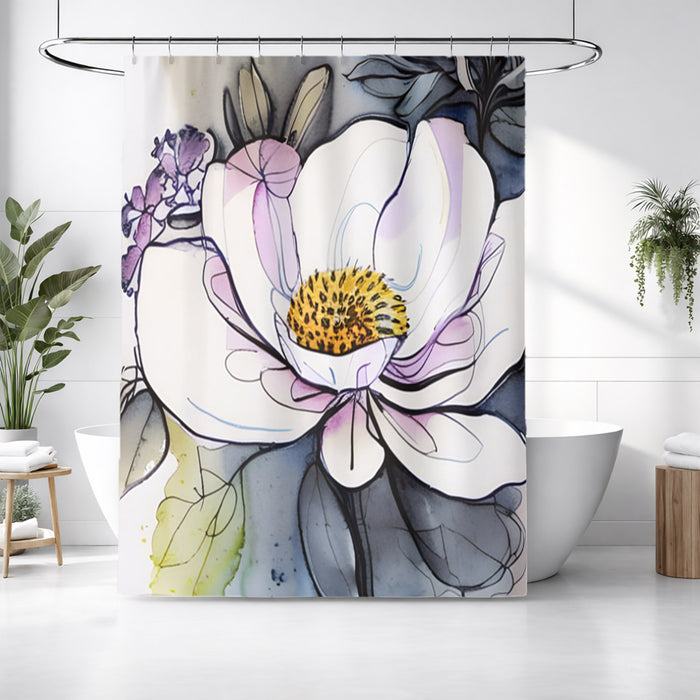 Purple Floral Botanical Artwork Shower Curtain