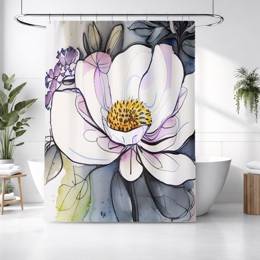 Purple Floral Botanical Artwork Shower Curtain