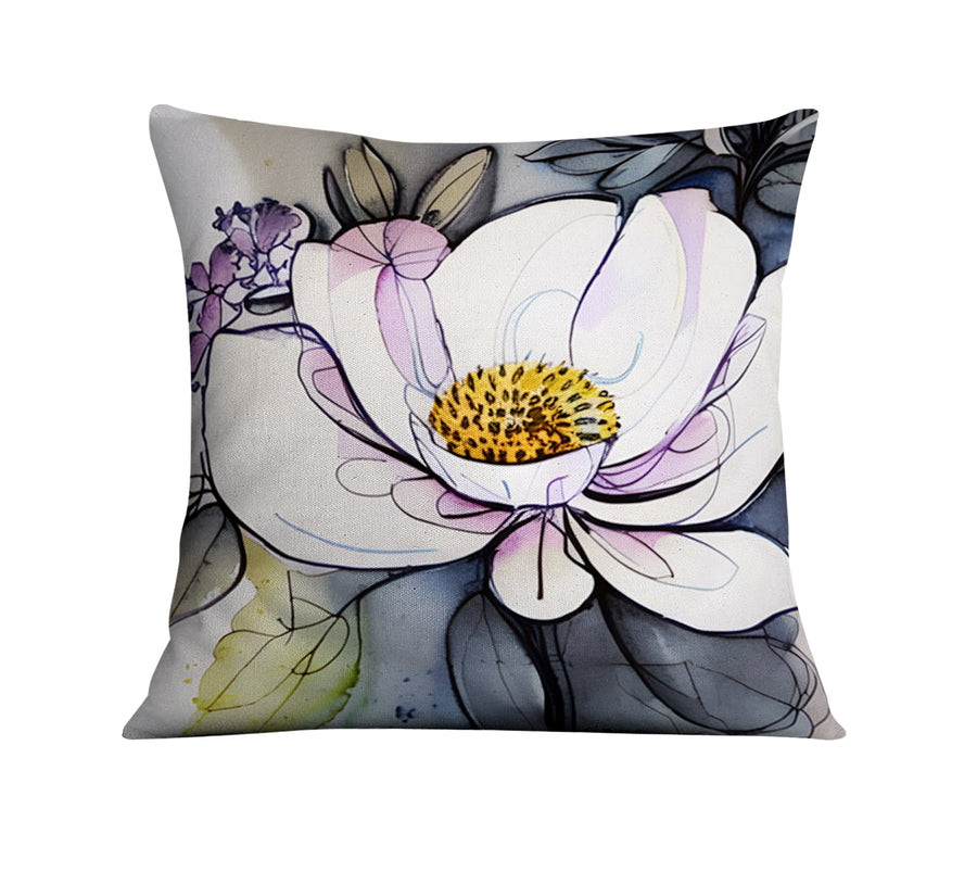 Purple Floral Botanical Artwork Throw Pillow Cover