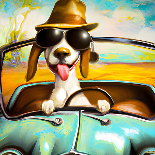 Yellow Retro Dog Portrait Artwork